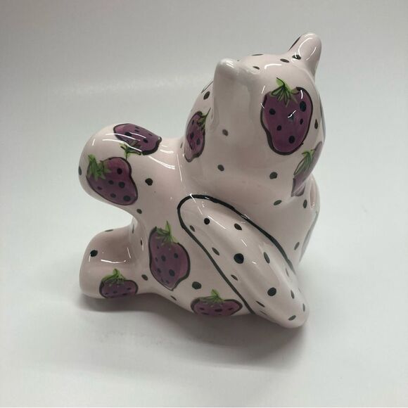 Ganz Meowberry Handpainted Cat Bank with Strawberries Signed by Pati Ceramic - Picture 2 of 16